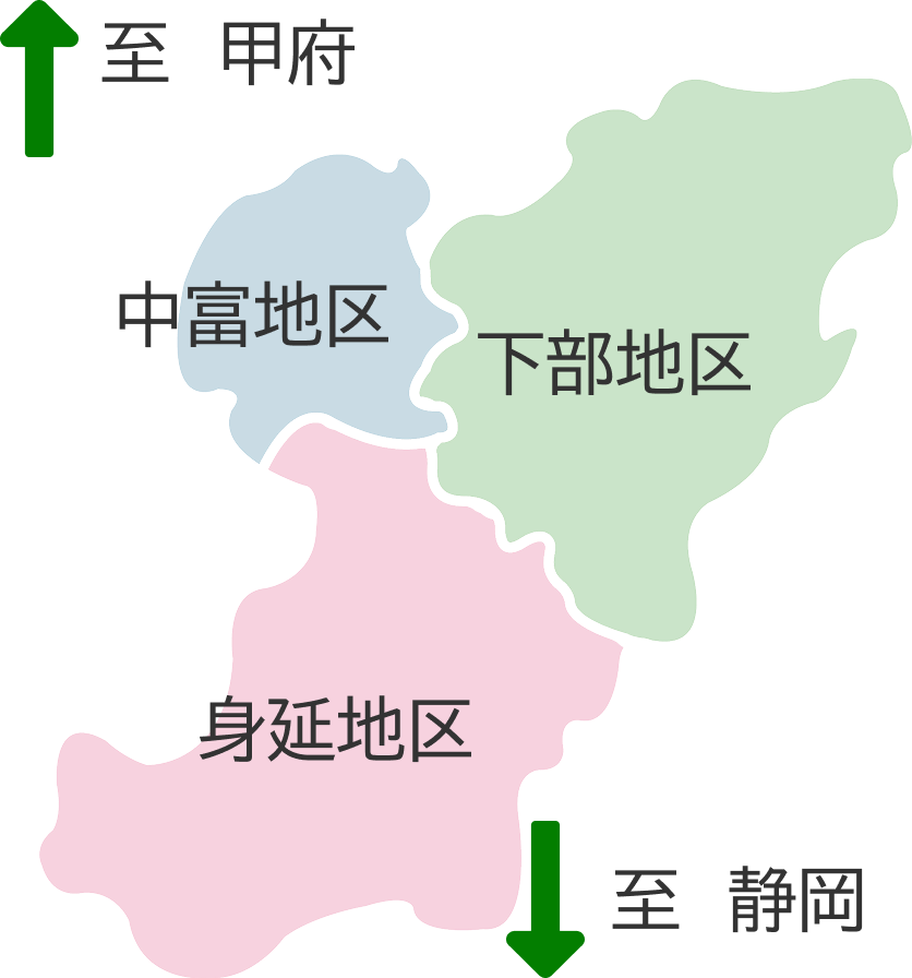 身延町のエリアマップ