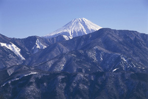 身延山思親閣前から富士山を展望する