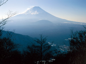 山頂から富士山を望む